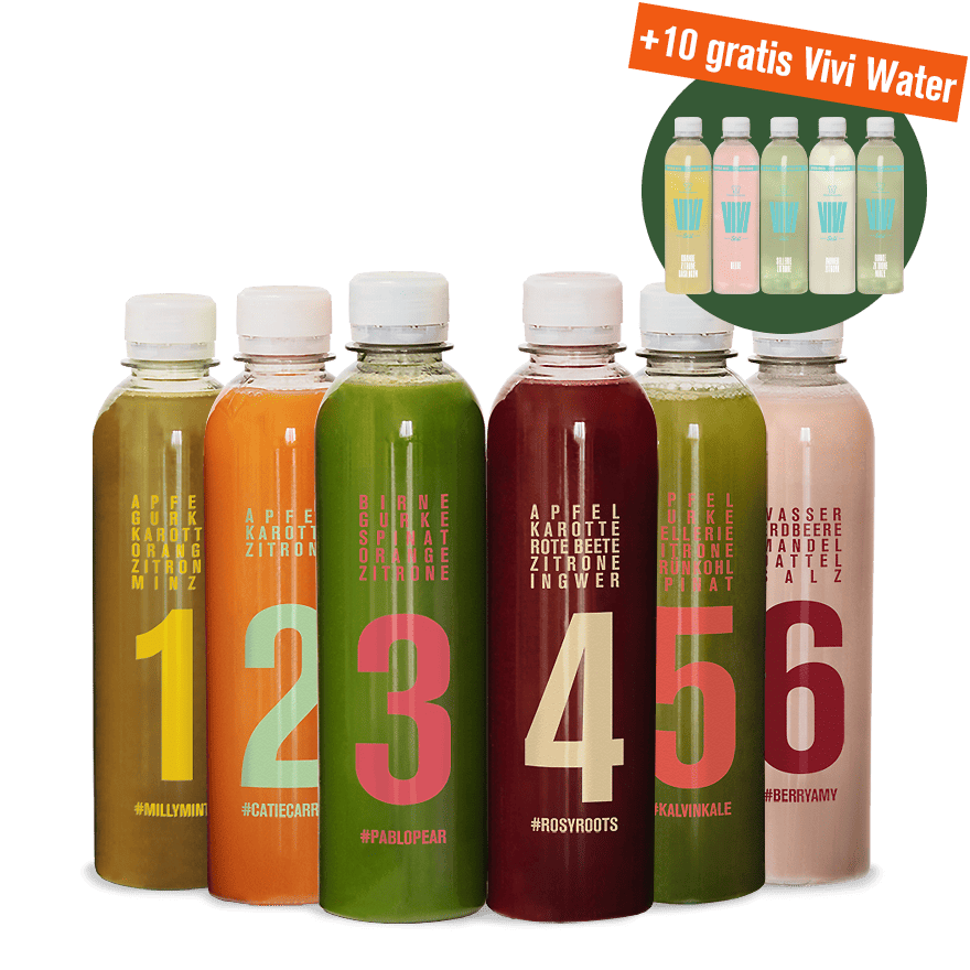 5-Tage Klassik Saftkur+ 10 gratis Vivi Water