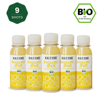 Bio Ingwer Shot Bundle, 9 cold-pressed organic ginger shots, supports immune system with Vitamin C, 85 ml each, no additives.
